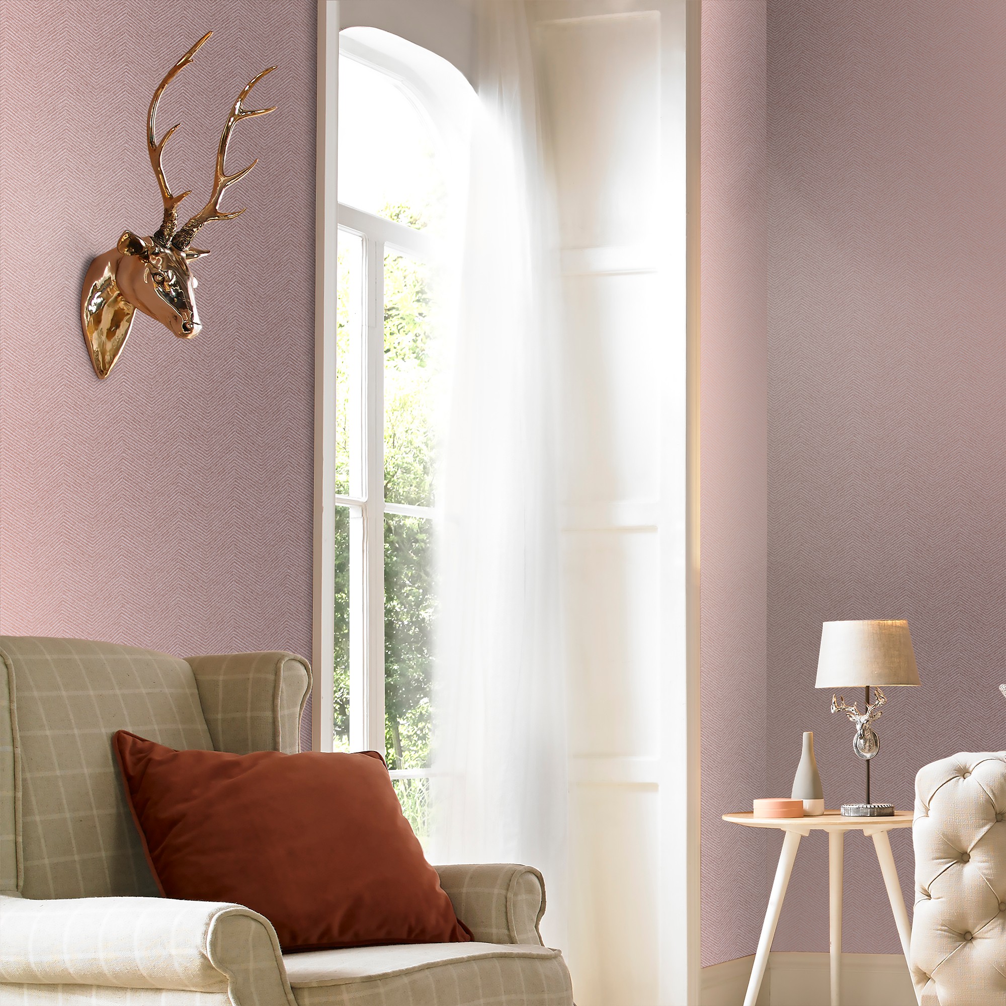 Chevron Wallpaper 104750 By Graham Brown In Pink